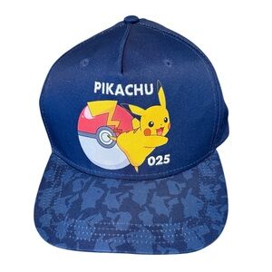 Pokemon Pikachu Youth Boy's Baseball Hat Cap Navy Blue Snap Back One Size